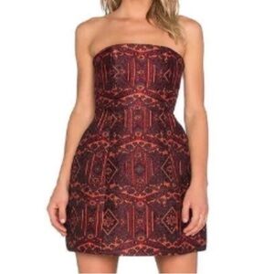 Alice + Olivia Nikki Jacquard Strapless Mini Dress Hoco Size 2